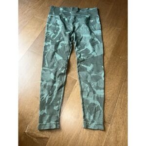 Gymshark Adapt Camo Seamless Leggings Womens XL Green High Waisted Scrunch